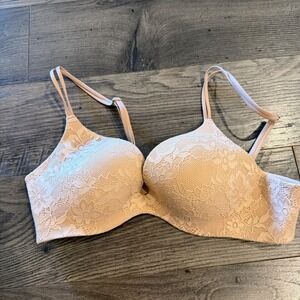 Victoria's Secret Angels Secret Embrace Lace Wireless Bra Nude Beige 34B